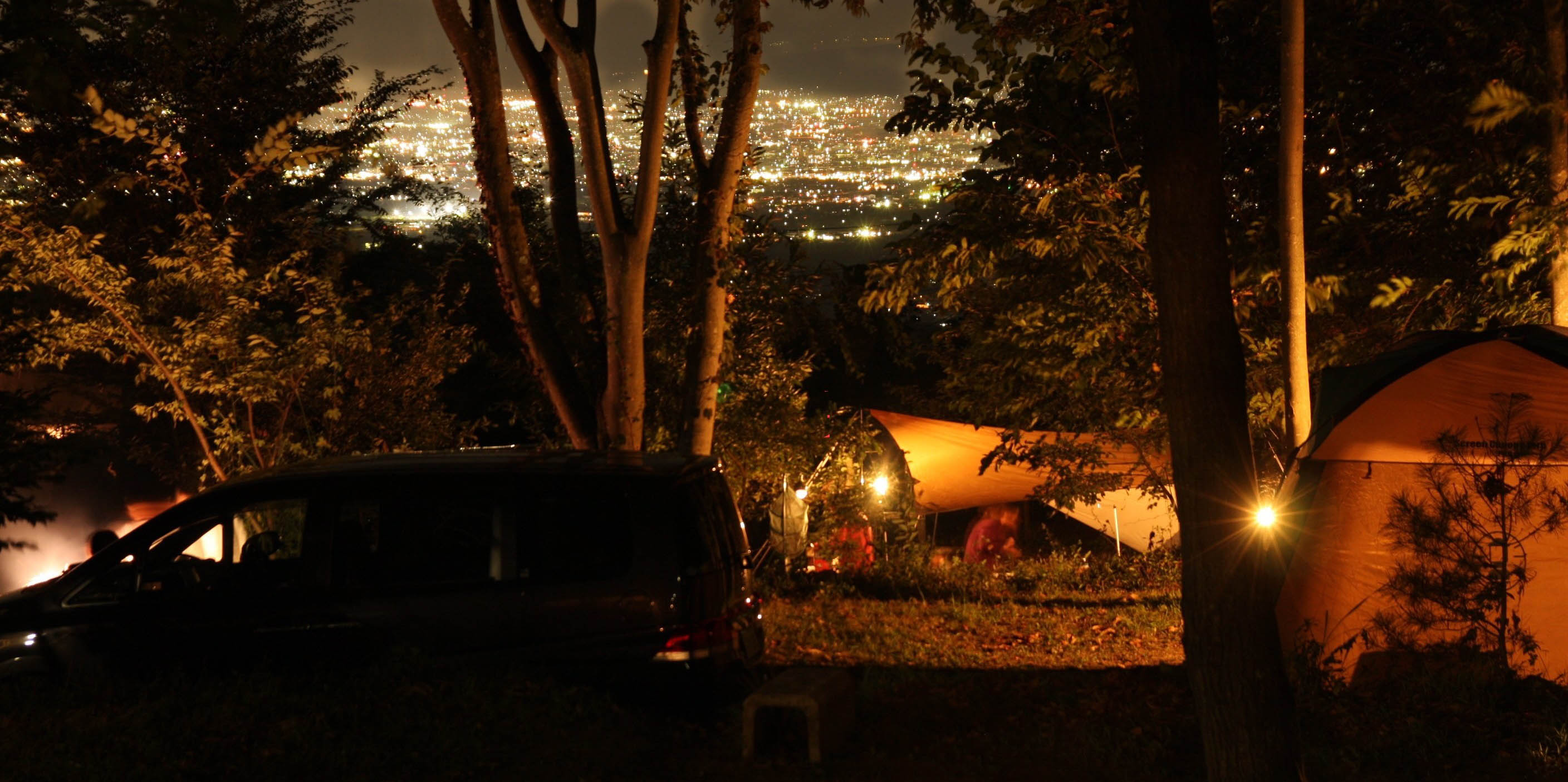 黒坂オートキャンプ場から見た夜景